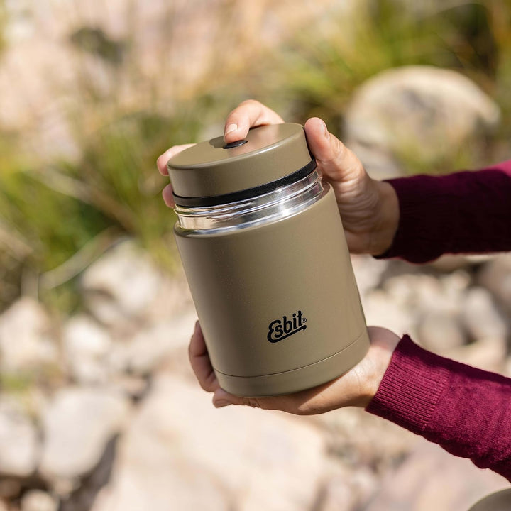 Esbit Thermobehälter Classic für Speisen - Warmhaltebehälter 1000 ml in Olivgrün - aus Edelstahl für