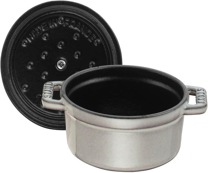 STAUB Gusseisen Mini Cocotte, Rund 12 cm, 0,25 L, Aromaregen Funktion, Für alle Herdarten geeignet,