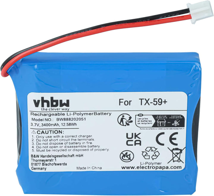 vhbw Akku kompatibel mit Technaxx TX-59+ Türsprechanlage, Video-Türklingel (3400mAh, 3,7V, Li-Ion)
