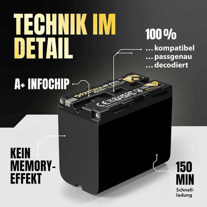 PATONA 2X Protect V1 Akku NP-F970 Kompatibel mit Sony NP-F960 NP-F950 NP-F930