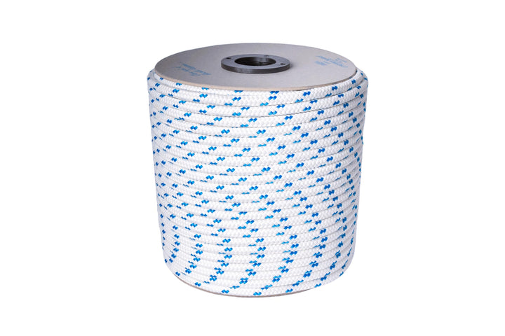 Seil 6 mm x100 m - Polyesterseil, Weiss/Blau, festmacherleine, allzweckseil, Strick, Leine, flechtle