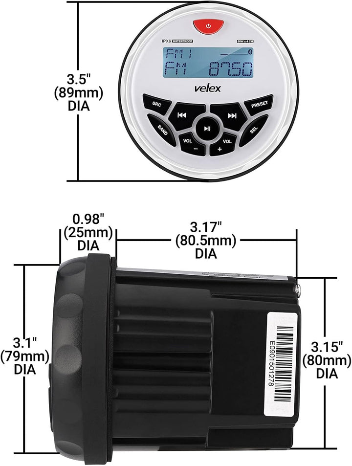 Wasserdicht Bluetooth Marine Stereo-Empfänger mit MP3 Player am DAB+/AM/FM Radio und Streaming Musik