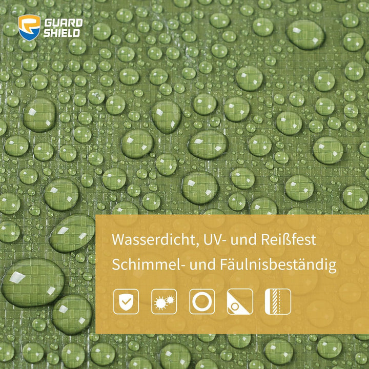 GUARD SHIELD Abdeckplane mit Ösen Wasserdicht 3m x 4m Grün Plane Gewebeplane 160g/㎡ Schutzplane Allz