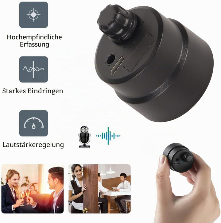 Mikrofon Sound Verstärker, Hochfester Sprach Hör Detektor durch die Wand mit 3,5 mm Kopfhörer, Tragb