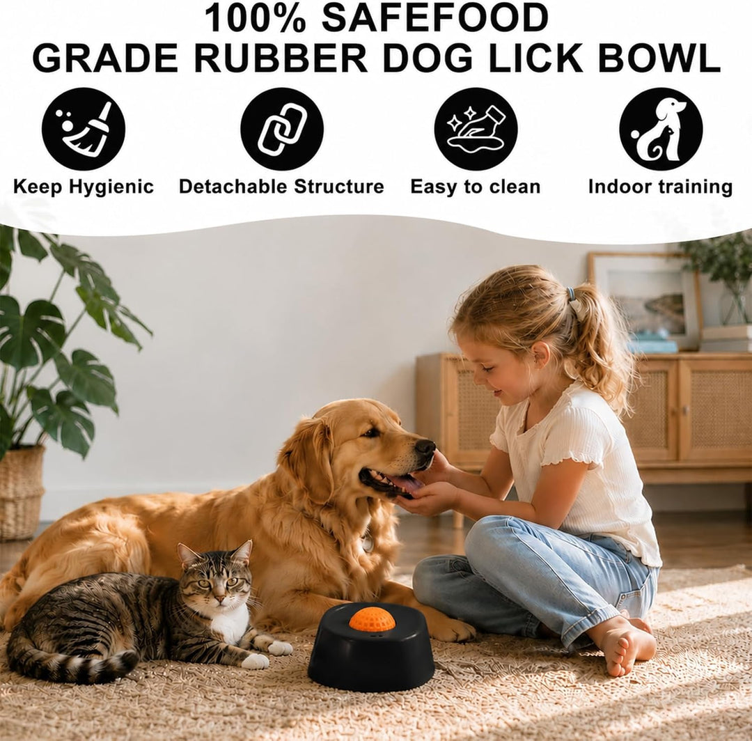 Schleckball Hund Leckspielzeug, Schwarz | Lick Bowl mit Rollball, Interaktives Hundespielzeug, Rutsc
