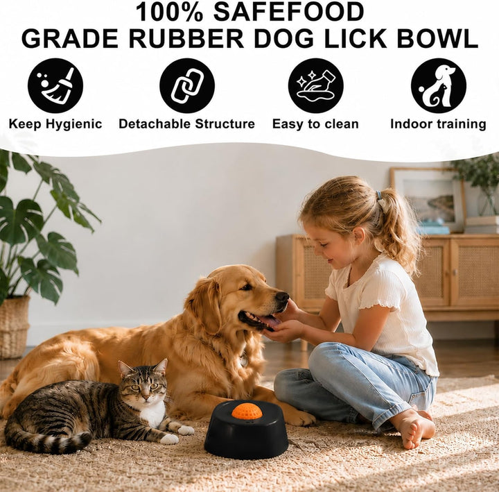 Schleckball Hund Leckspielzeug, Schwarz | Lick Bowl mit Rollball, Interaktives Hundespielzeug, Rutsc