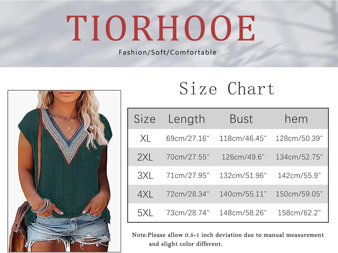 Grosse Grössen T-Shirts Damen V-Ausschnitt Plus Size Mode Strick Top Sommer Oversize Frauen Tshirts,