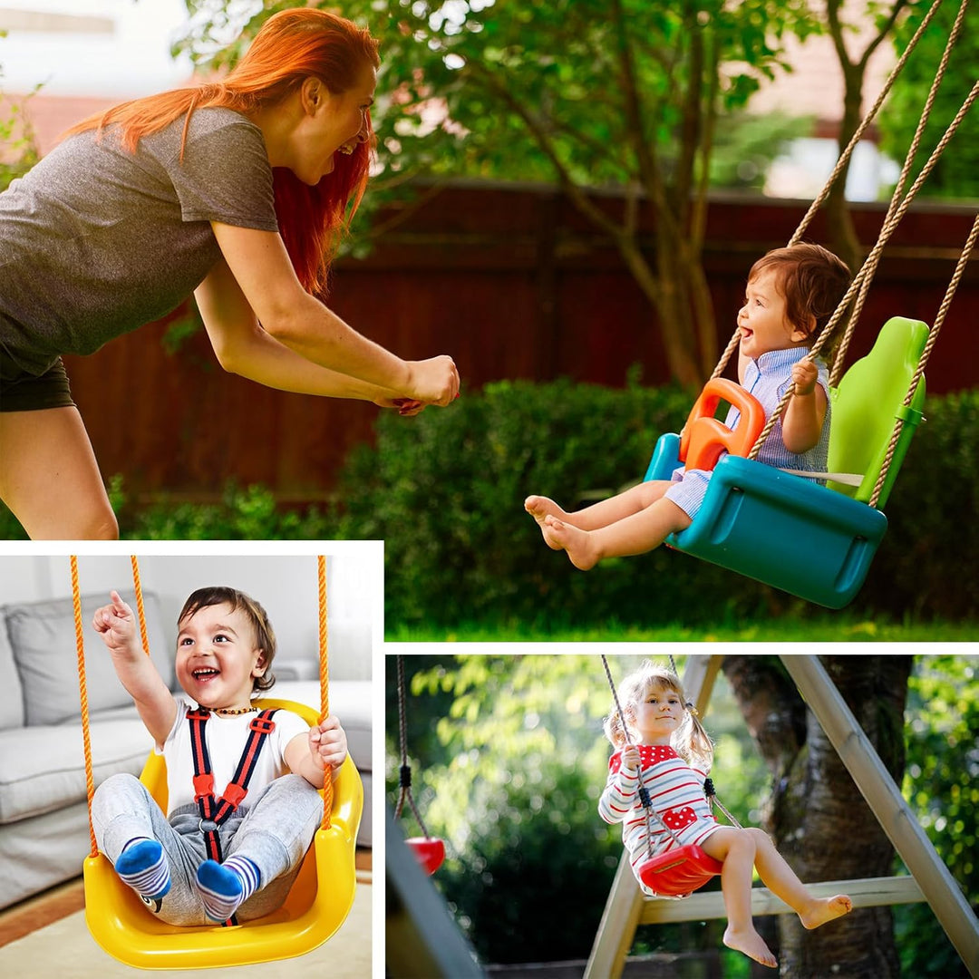 Montafox Kinderschaukel Babyschaukel 3 in 1 verstellbar mitwachsend Kinder Schaukel mit Rückenlehne