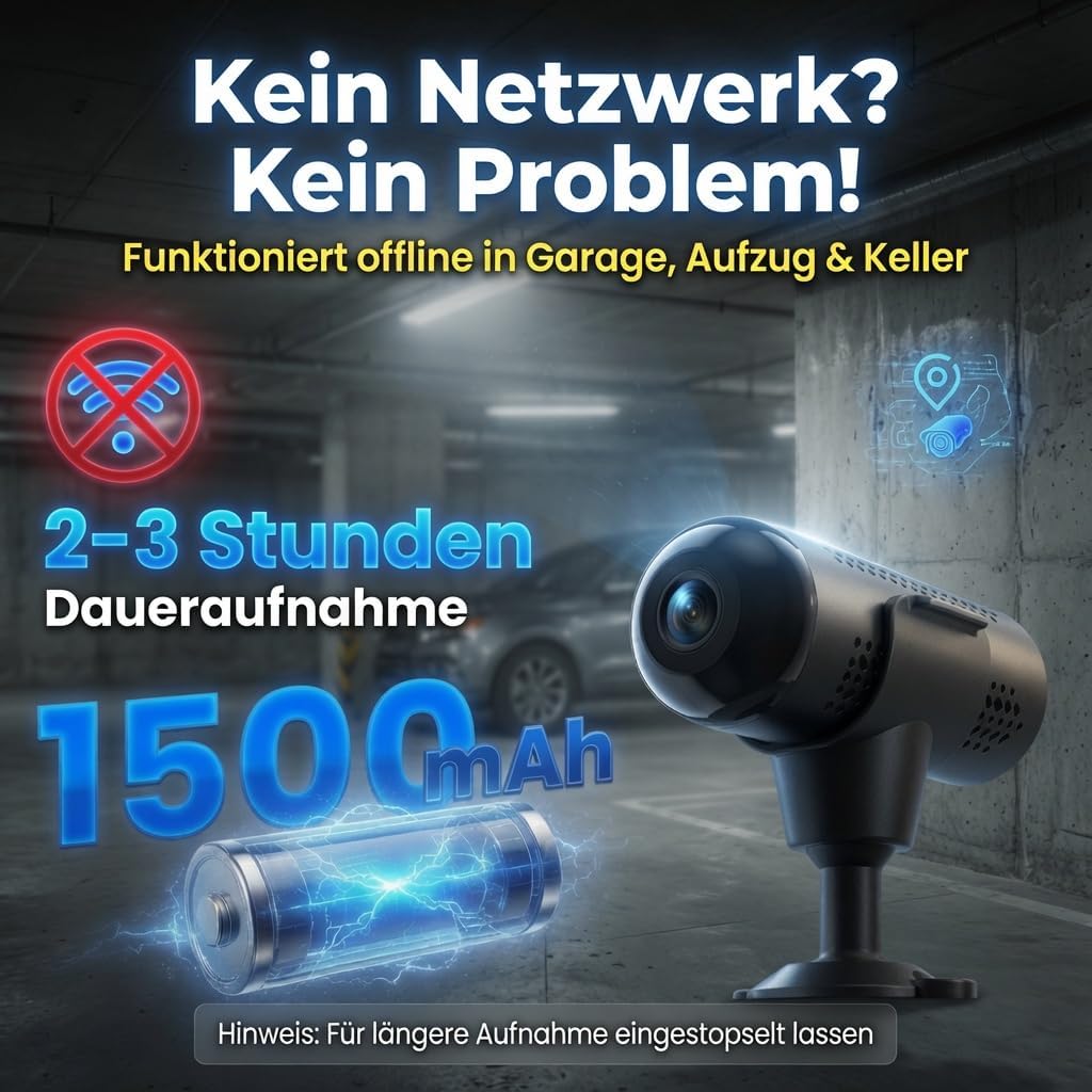 Mini Kamera 5G WLAN, Überwachungskamera mit Kostenlosem Cloud-Speicher, Offline-Aufnahme auf SD-Kart