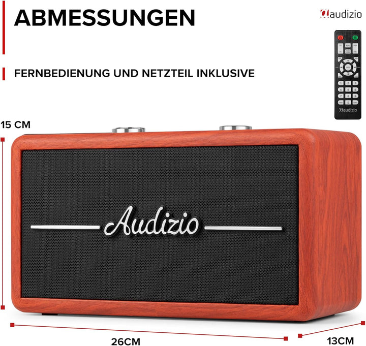 Audizio Tune60 - DAB Radio mit Bluetooth Lautsprecher, Fernbedienung, FM, 40 Watt, Batterie- Netzbet