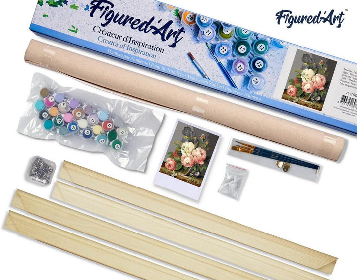 Figured'Art Malen Nach Zahlen Erwachsene Mit Rahmen Wildblumenstrauss - Paint by Numbers Basteln DIY