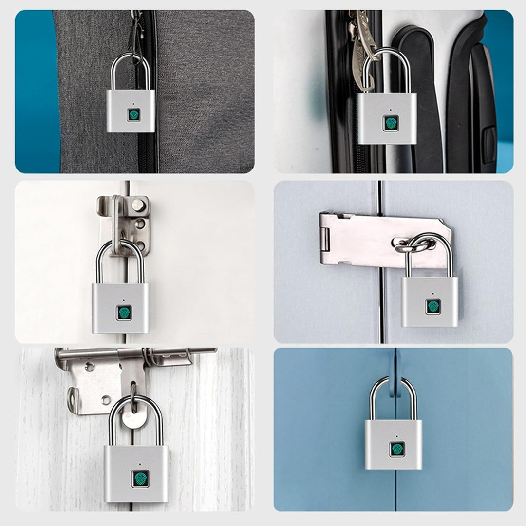 SPORWAY Fingerabdruck Schloss, USB-Aufladung Vorhängeschloss Schlüsselloses Schloss IP55 Wasserdicht