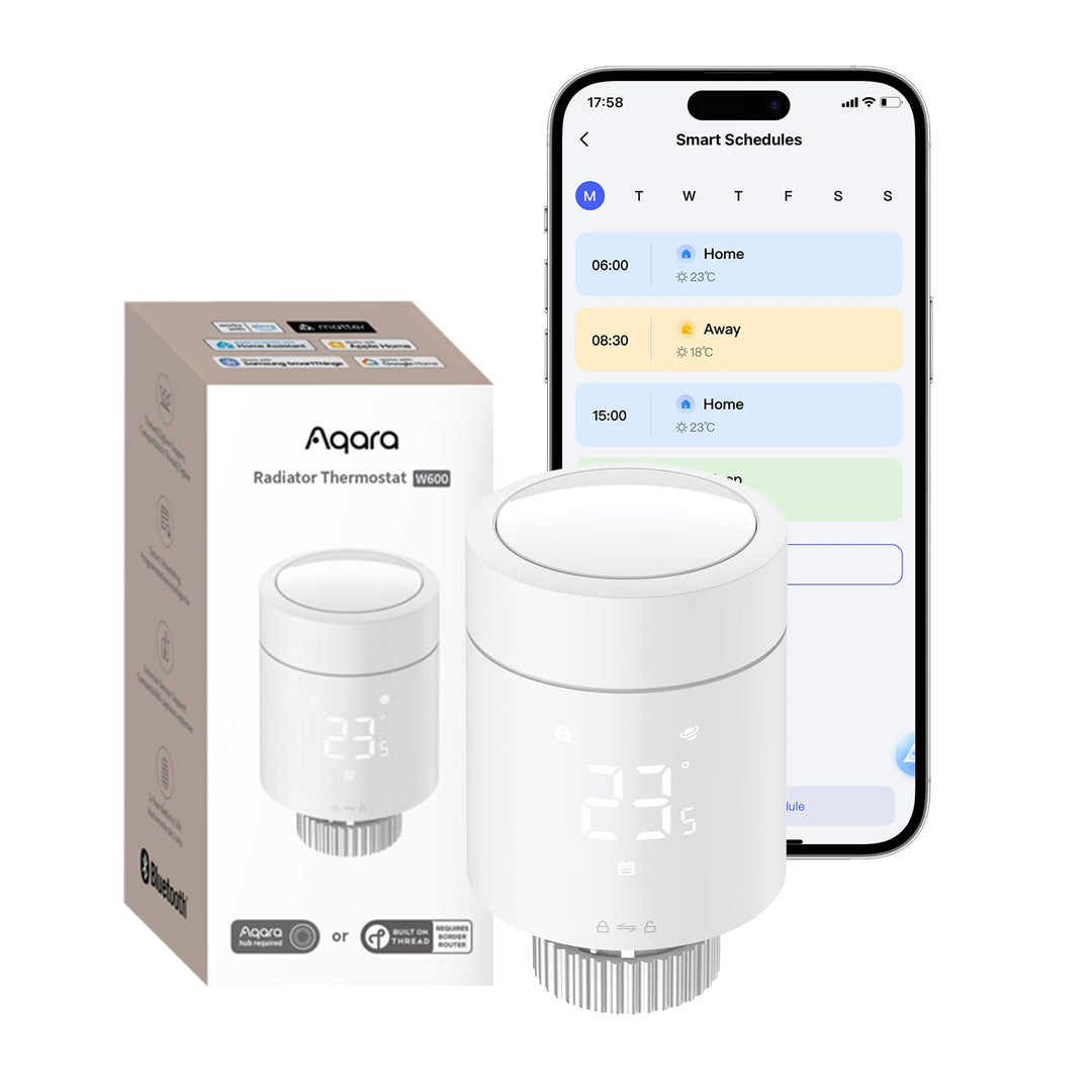 Aqara Smartes Heizkörperthermostat W600, Unterstützt Zigbee/Thread, Energiesparen, Sprachsteuerung,