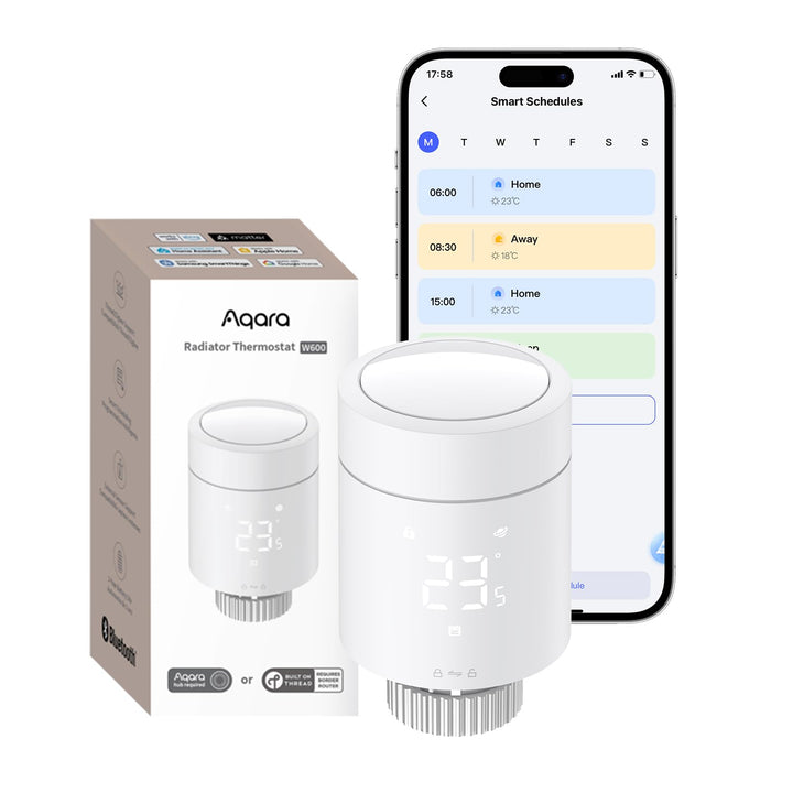 Aqara Smartes Heizkörperthermostat W600, Unterstützt Zigbee/Thread, Energiesparen, Sprachsteuerung,