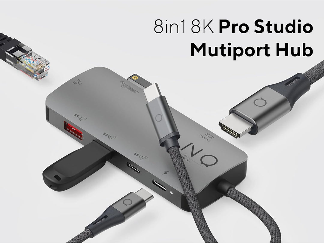 LINQ Connects Pro Multiport Hub 8in1 USB-C (8K Video/Audio 7.1 Surround) USB-C, HDMI, Ethernet, SD u