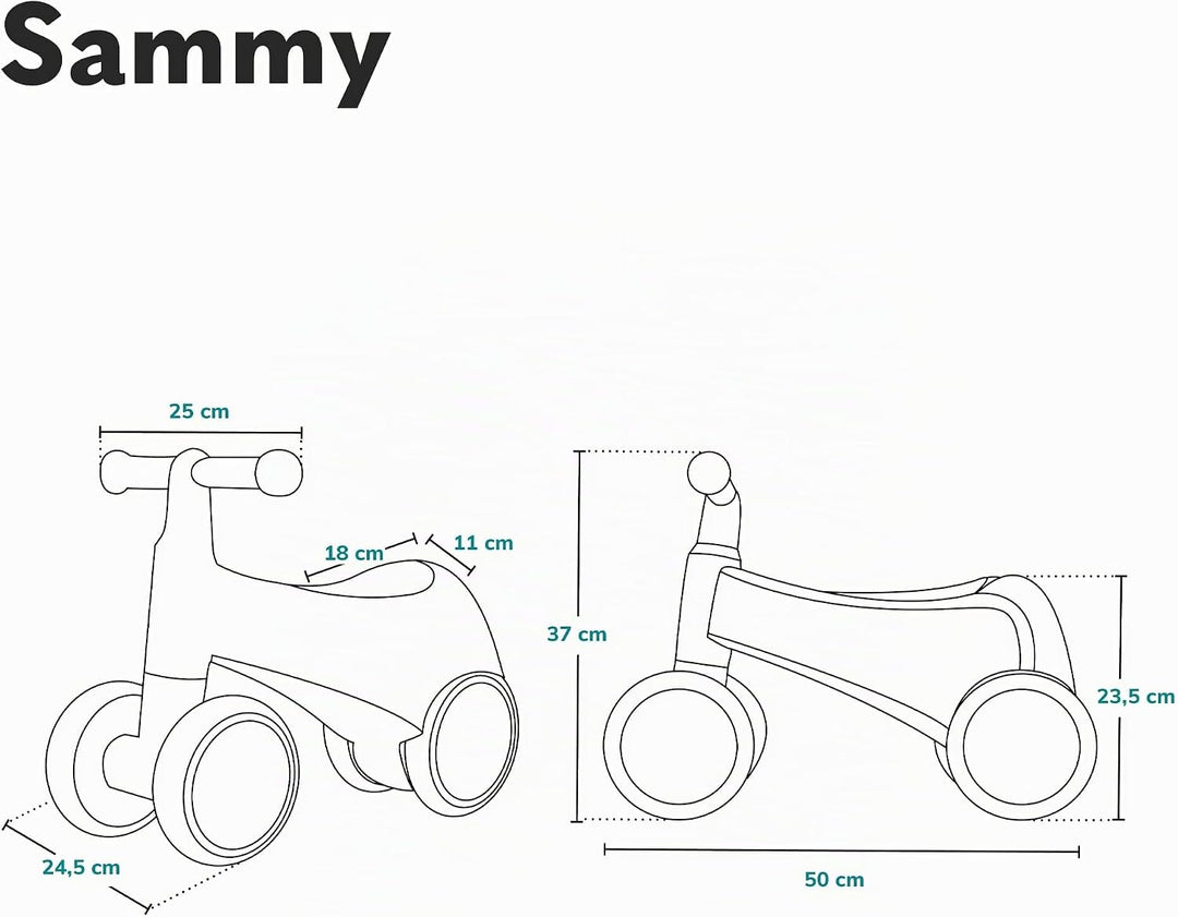Lionelo Sammy Baby Rider 1 bis 3 Jahre, 4-Rad-Reiter bis 25 kg, rutschfeste Griffe mit Beleuchtung,