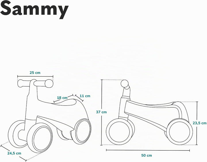 Lionelo Sammy Baby Rider 1 bis 3 Jahre, 4-Rad-Reiter bis 25 kg, rutschfeste Griffe mit Beleuchtung,