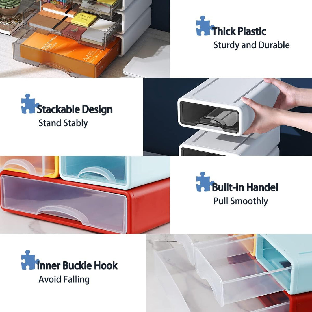 3Pcs Schreibtisch Organizer Schubladen, Stapelbare Desktop Aufbewahrungsbox mit 3 Schubladen, Büro S