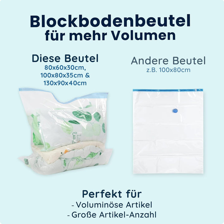 Die Vakuumbeutel für Kleidung und Bettdecken von figg (6er Set 2 Jumbo, 2XXL & 2 L gross) - 6 Vakuum