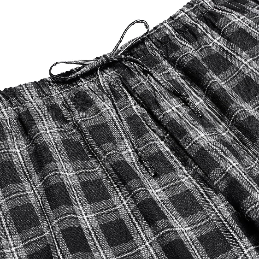 Herren Schlafanzughose Lang Baumwolle Karierte Pyjamahose Lounge Hose Pyjamaunterteil Freizeithose m