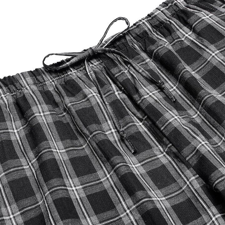 Herren Schlafanzughose Lang Baumwolle Karierte Pyjamahose Lounge Hose Pyjamaunterteil Freizeithose m