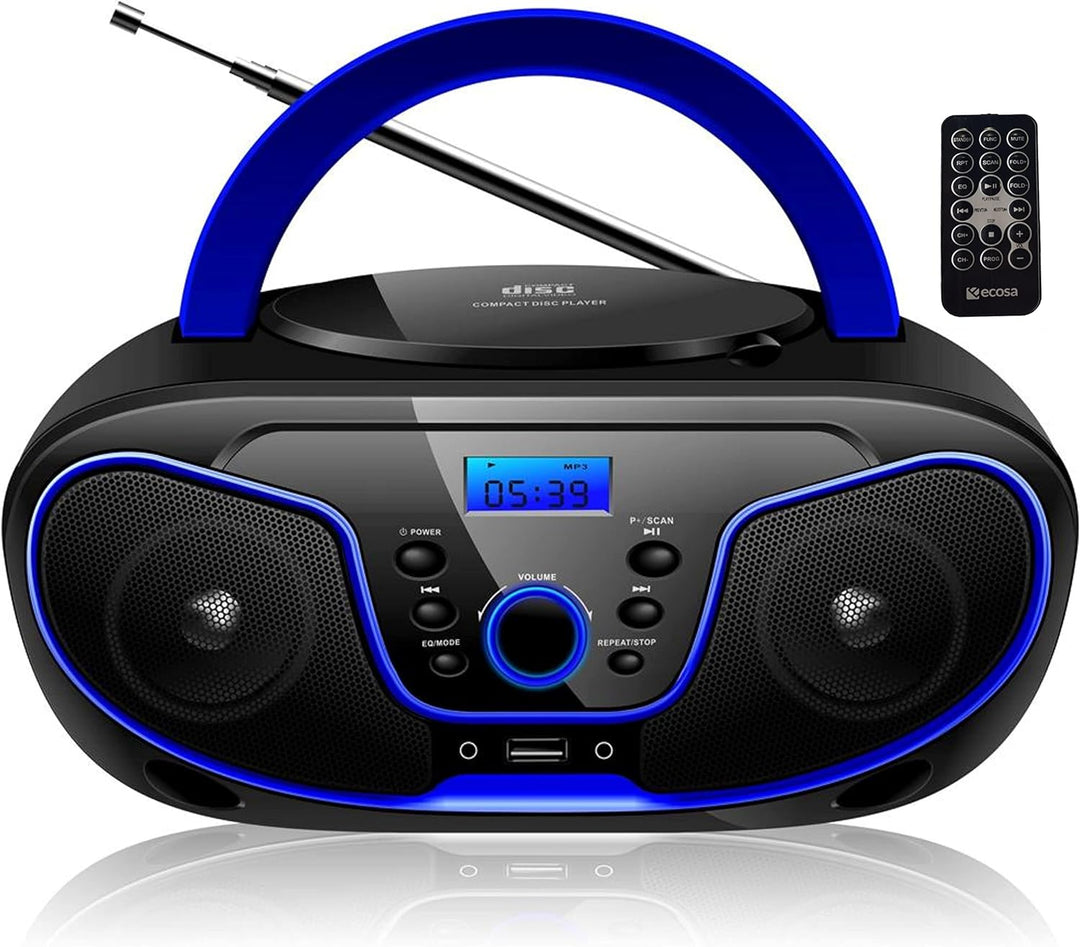 Tragbarer CD-Player | Boombox | CD/CD-R | USB | FM Radio | AUX-In | Kopfhöreranschluss | CD Player |