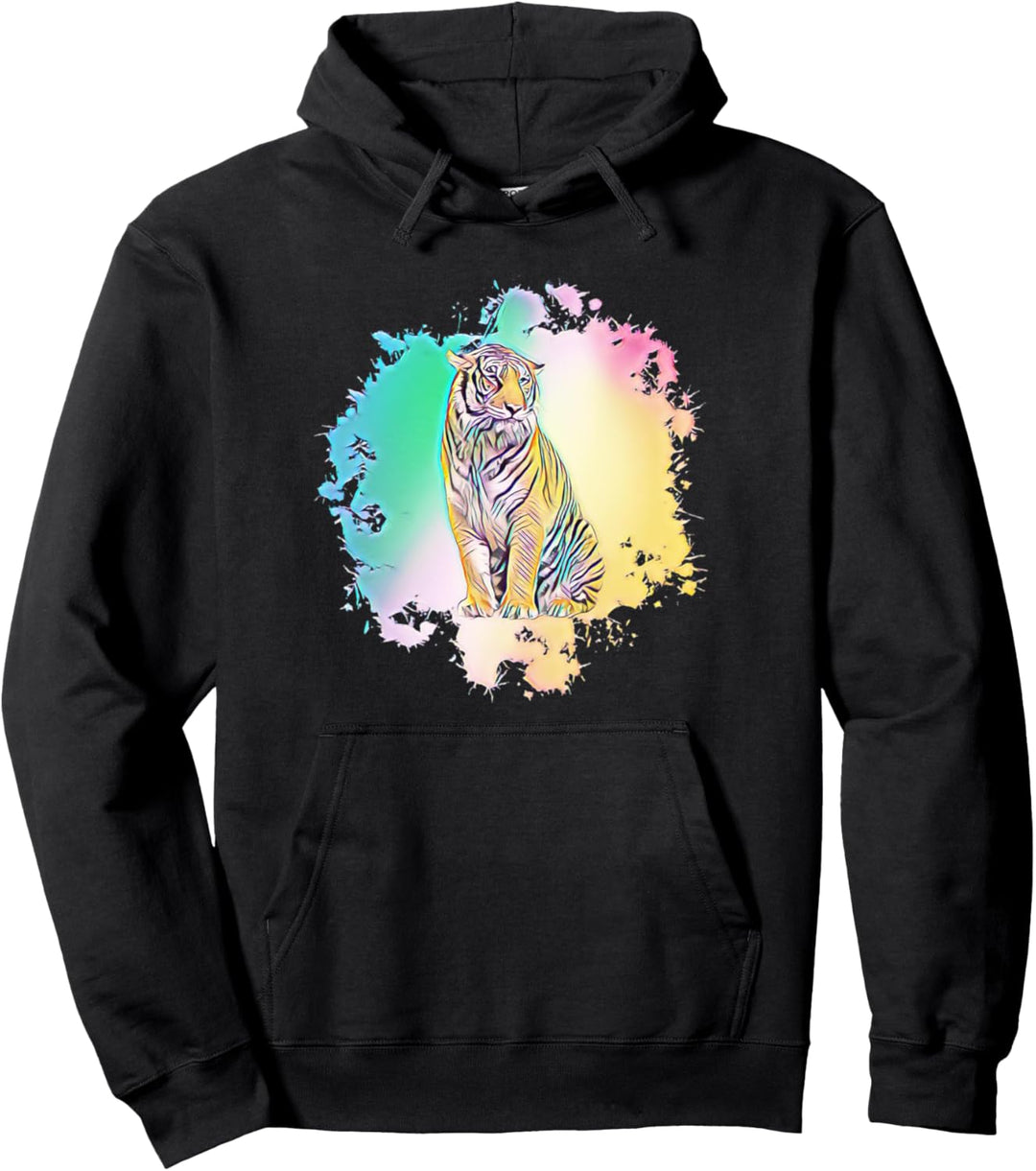 Tiger Motiv Raubkatzen Dschungel Katzen Zähne Krallen Tiger Pullover Hoodie