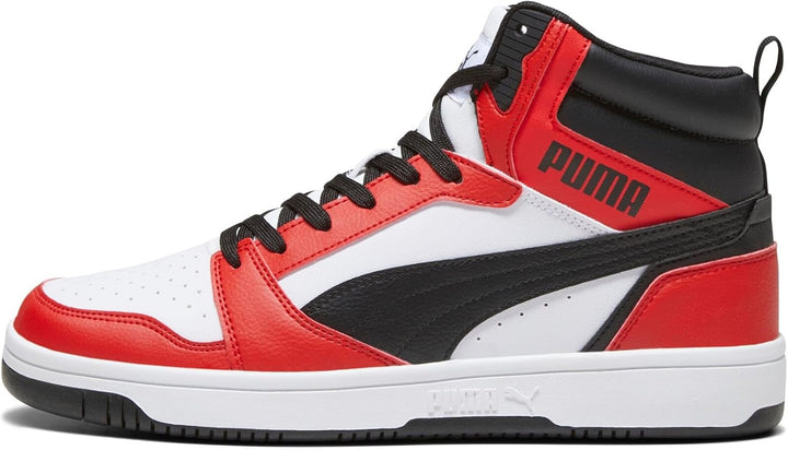 PUMA Unisex Rebound V6 Sneaker 43 EU Puma White Puma Black For All Time Red, 43 EU Puma White Puma B