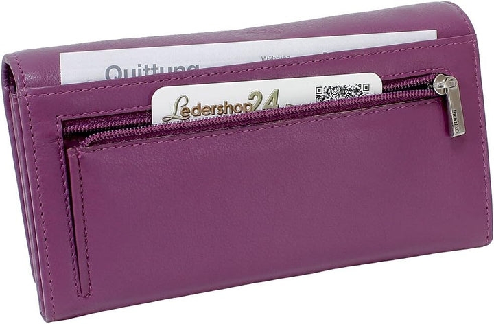 Branco Damen Geldbörse Portemonnaie Leder Damenbörse Damen Geldbeutel berry, Berry