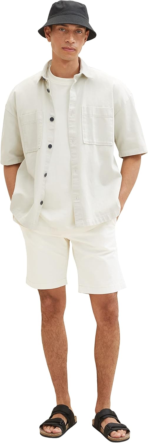 TOM TAILOR Herren Slim Chino Bermuda Shorts mit Stretch 28 13808 - Creme, 28 13808 - Creme
