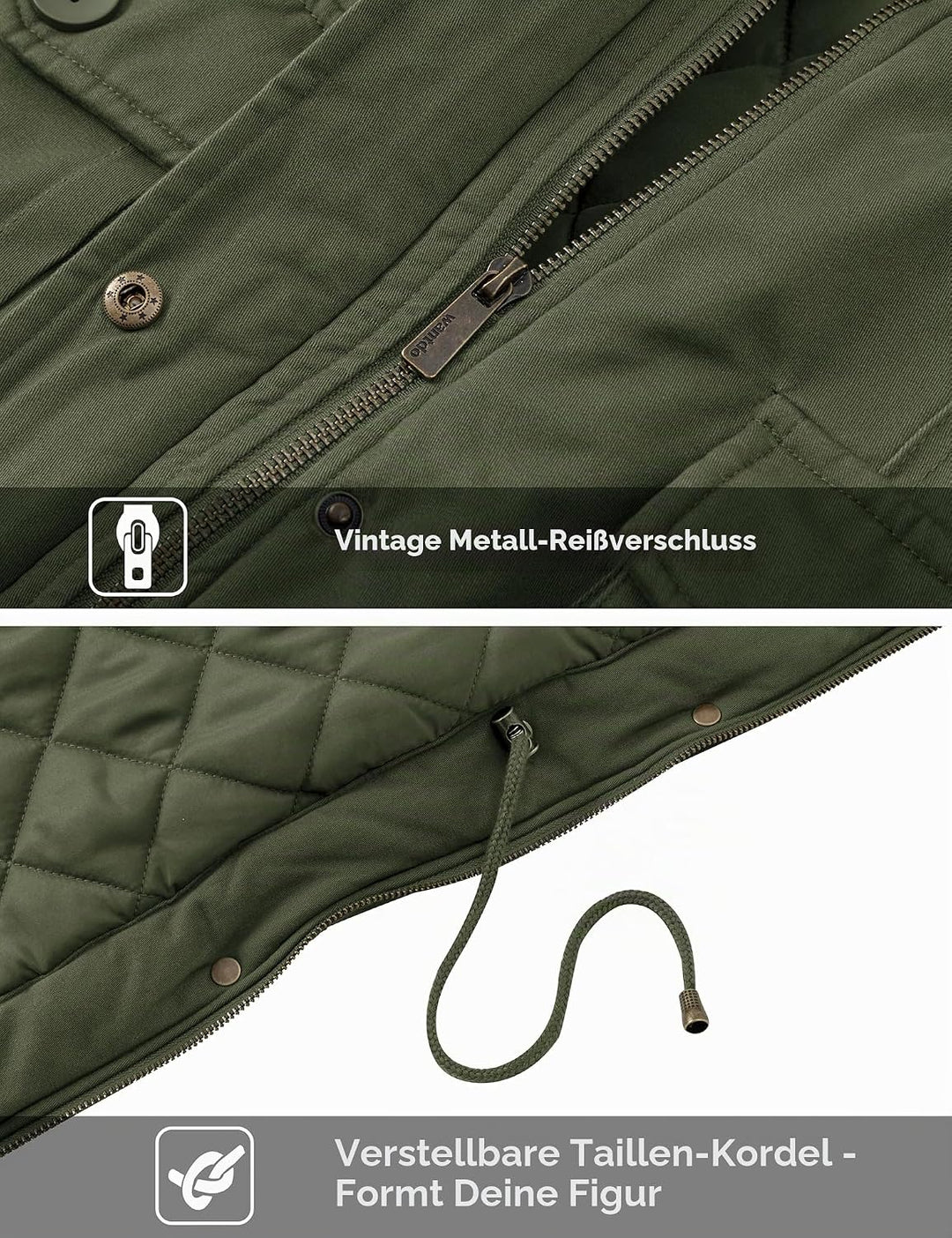Wantdo Damen Klassische Baumwoll Jacke Warmer Fleece Mantel Winter Outdoor Parka Jacke Mittellanger