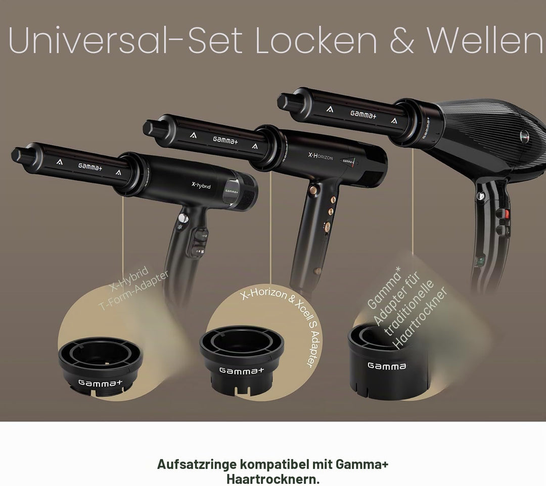 Gamma+ Lockenaufsatz-Set Curls & Waves | 2 Selbstaufrollende Zylinder für Locken und Wellen | Kompat