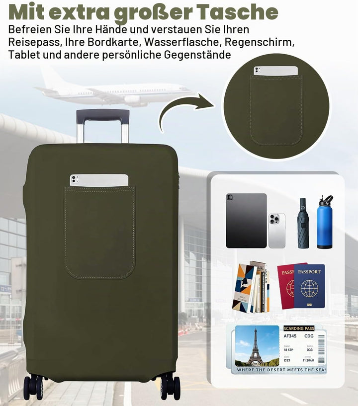 Morbuy Elastisch Kofferschutzhülle, Gross Kofferhülle Grün mit Reissverschluss, Suitcase Luggage Cov