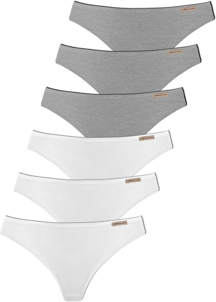 COMAZO Earth 6er Sparpack Damen String, Gr. 36-44 36 Grau-melange-weiss, 36 Grau-melange-weiss