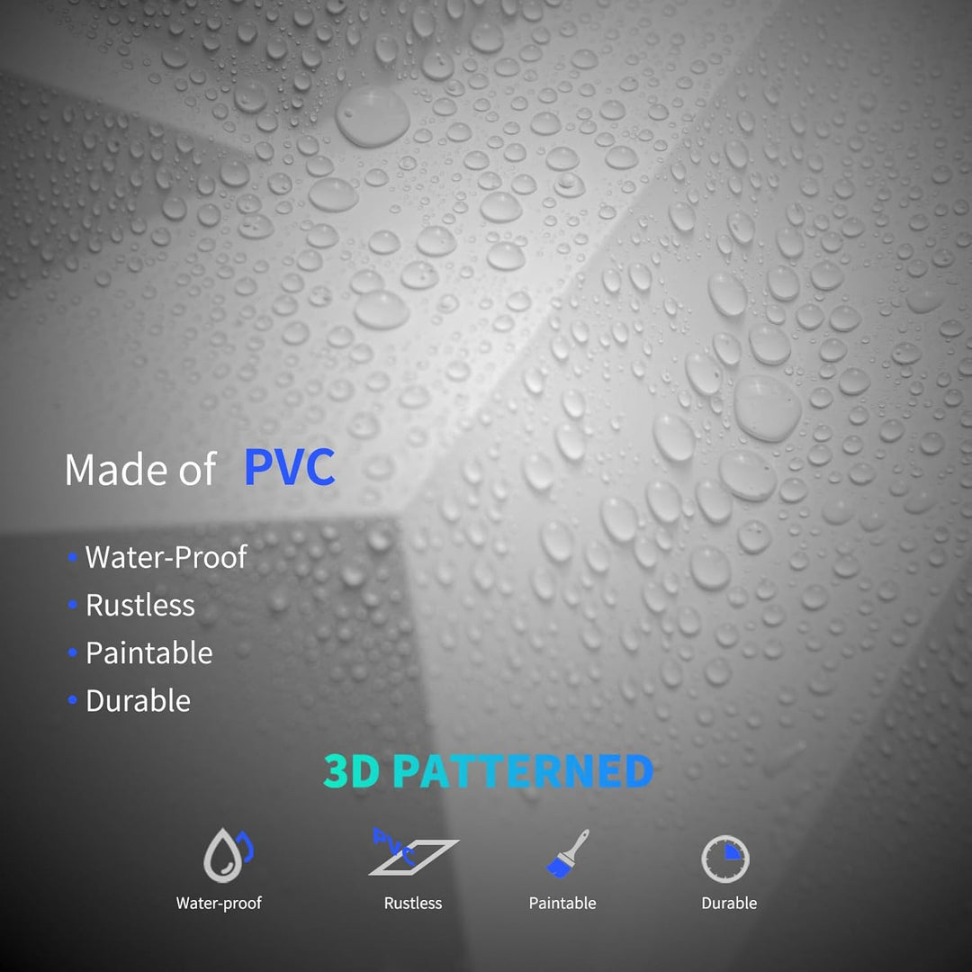 Art3dwallpanels PVC 3D Wandpaneel Diamant für Innenwand Dekor in Weiss, 3D Strukturierte Wandpaneele