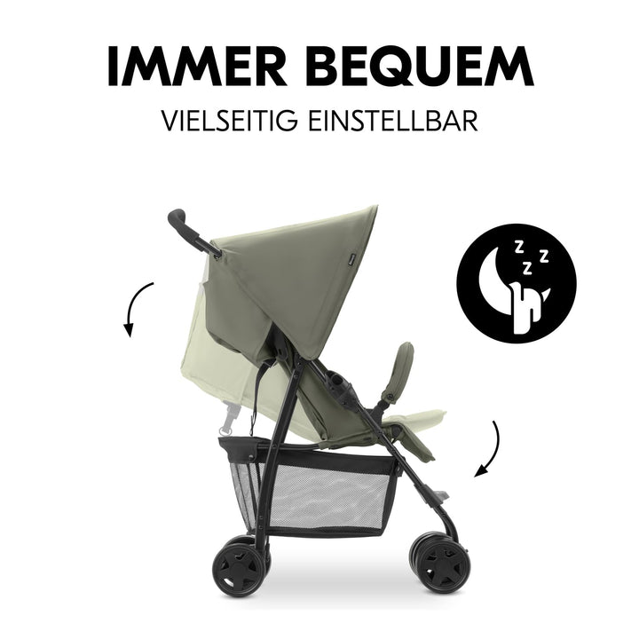 hauck Buggy Sport, Olive - Federleichter Reisebuggy 5,9 kg - mit Liegefunktion für Kinder ab Geburt