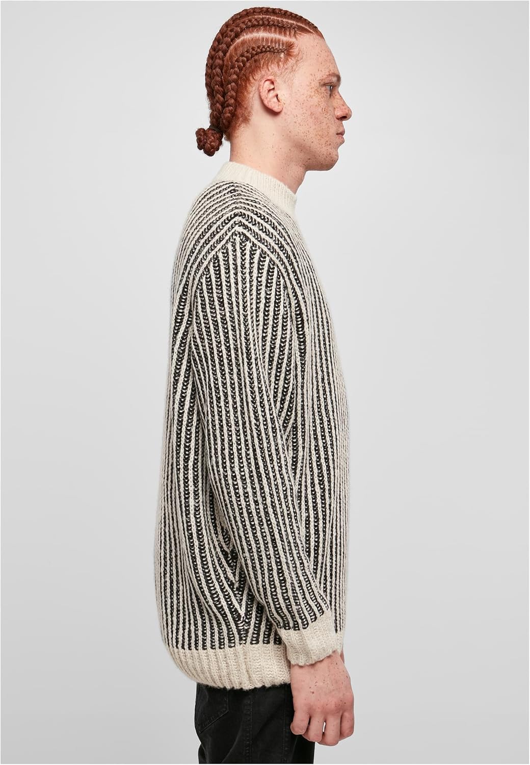 Urban Classics Herren Oversized Two Tone Sweater Sweatshirt XXL Whitesand/Black, XXL Whitesand/Black