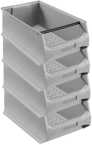 SuperSparSet 4x Graue Sichtlagerbox 5.1 mit Griffstange | HxBxT 20x30x50cm | 21,8 Liter | Sichtlager