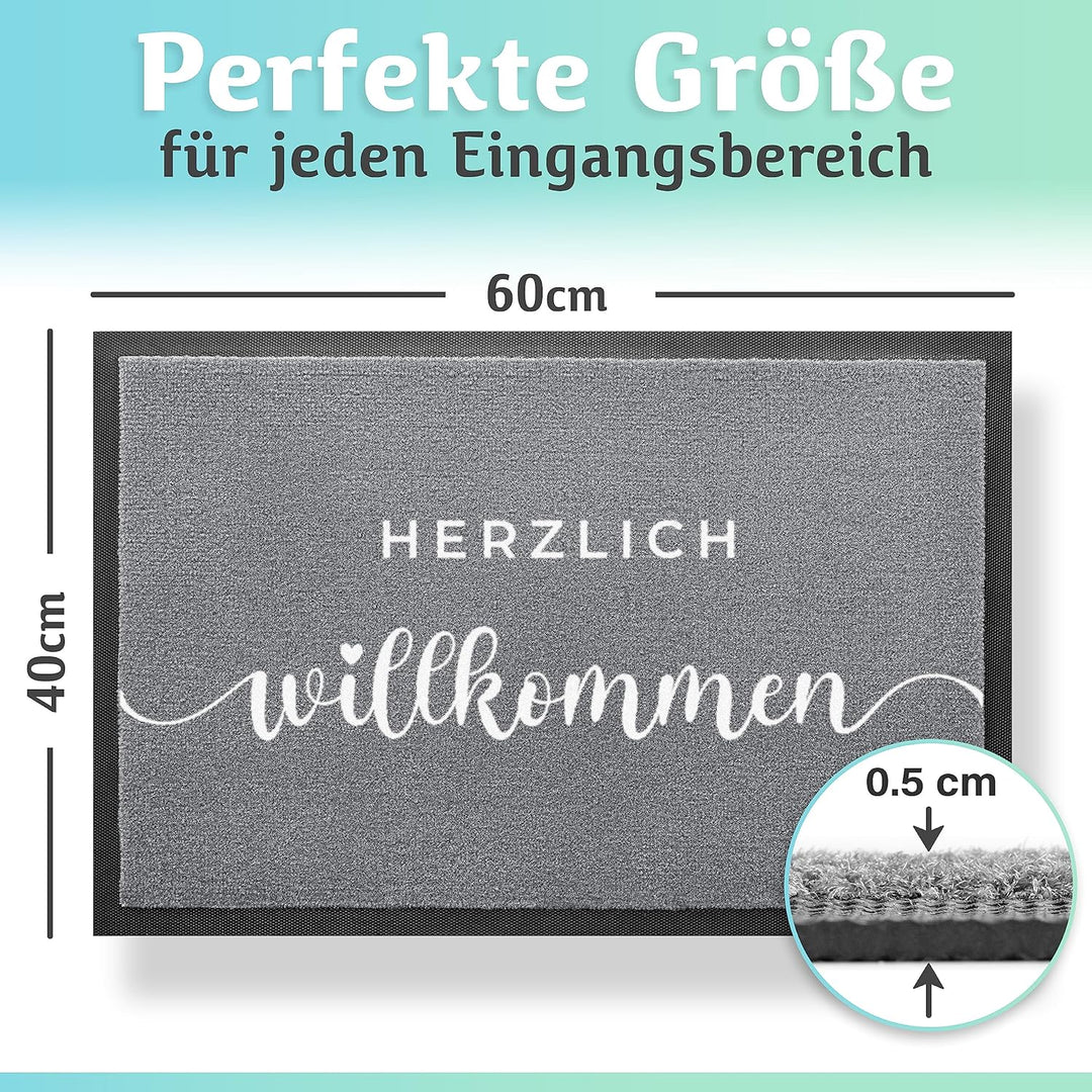 Bodenständig Blitzsauber: Die ultimative Fussmatte für innen - Grau Willkommen in 40x60cm saugstarke
