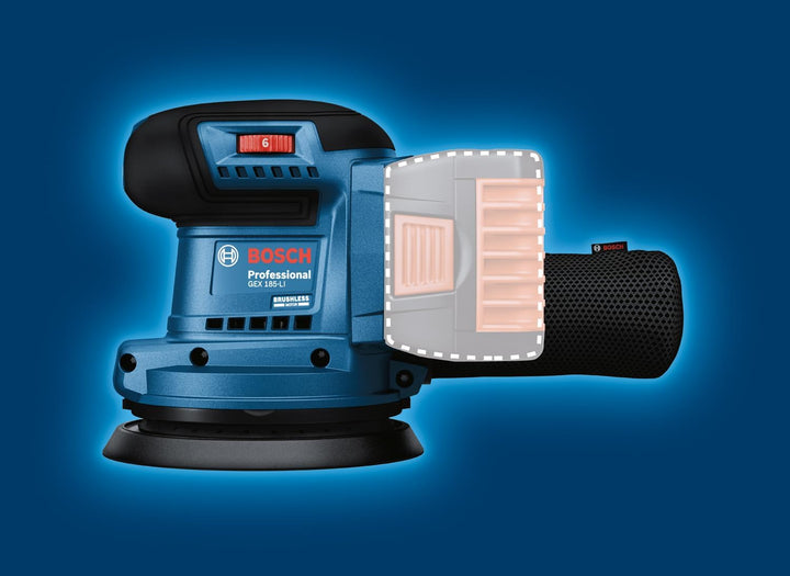 Bosch Professional GEX 185-LI Akku Exzenterschleifer System 18V (1x GBA 18V 4,0Ah Akku, Schnellladeg