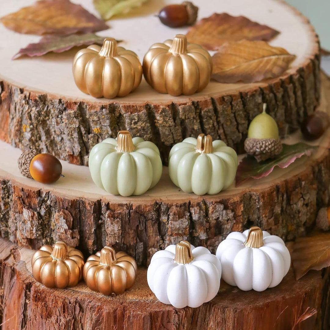 Kate Aspen Fall Decor Mini Gold Kürbis Tischkartenhalter (Set mit 6 Stück), Gedecke, perfekt für Tha