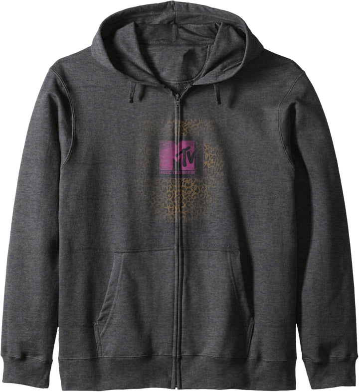 MTV Music Television Leopard Print Block Logo Kapuzenjacke