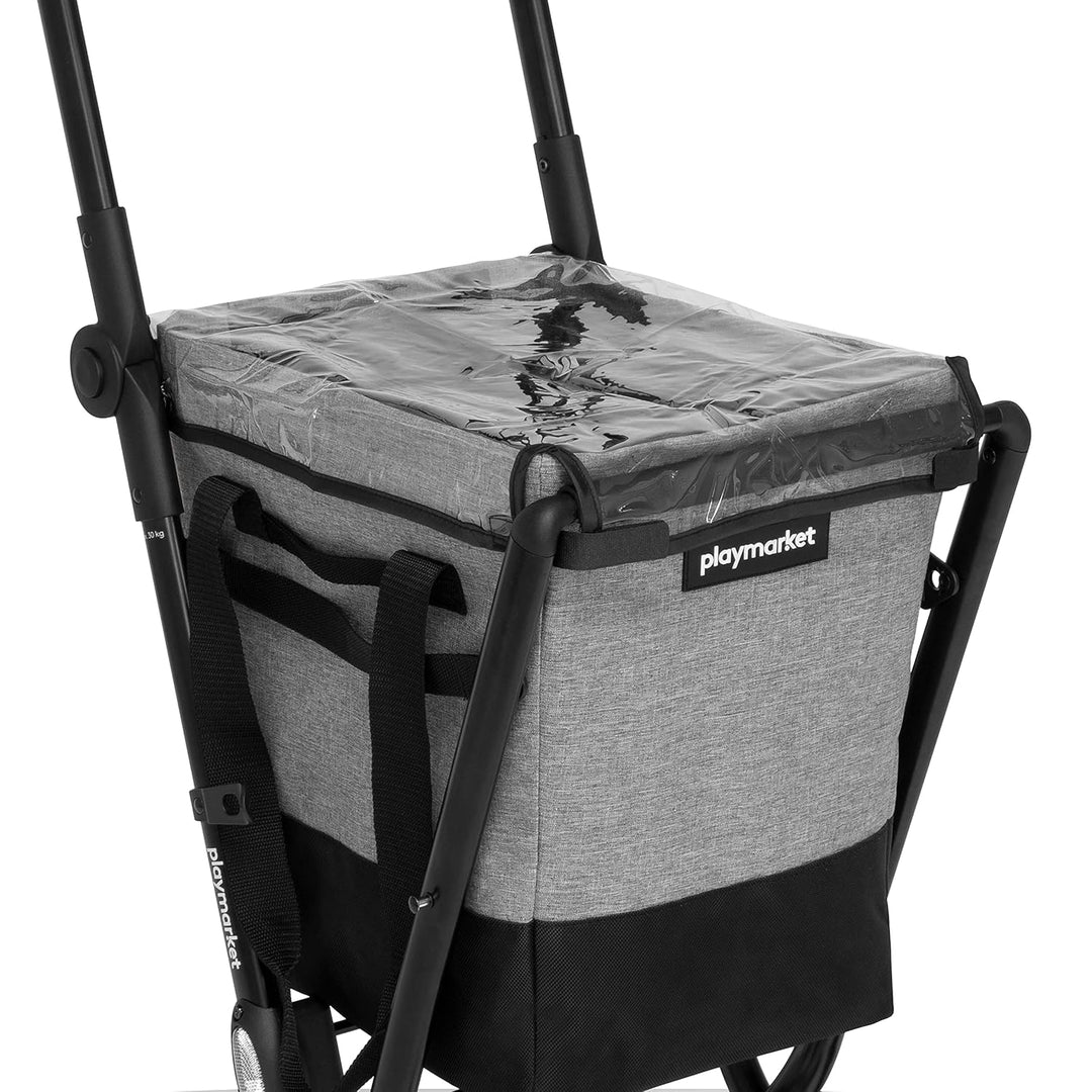Playmarket Easy Go Einkaufstrolley, faltbar, mit Abnehmbarer Tasche (Textured) ,40 L Schwarz-grau, S