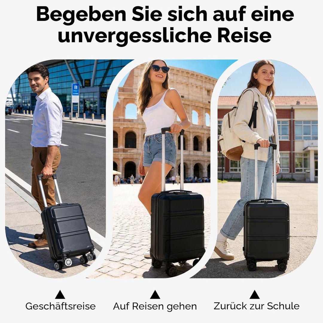 KONO Koffer Klein 16 Zoll Leicht ABS+PC Hartschalenkoffer mit Zahlenschloss Reisekoffer mit 4 Rollen