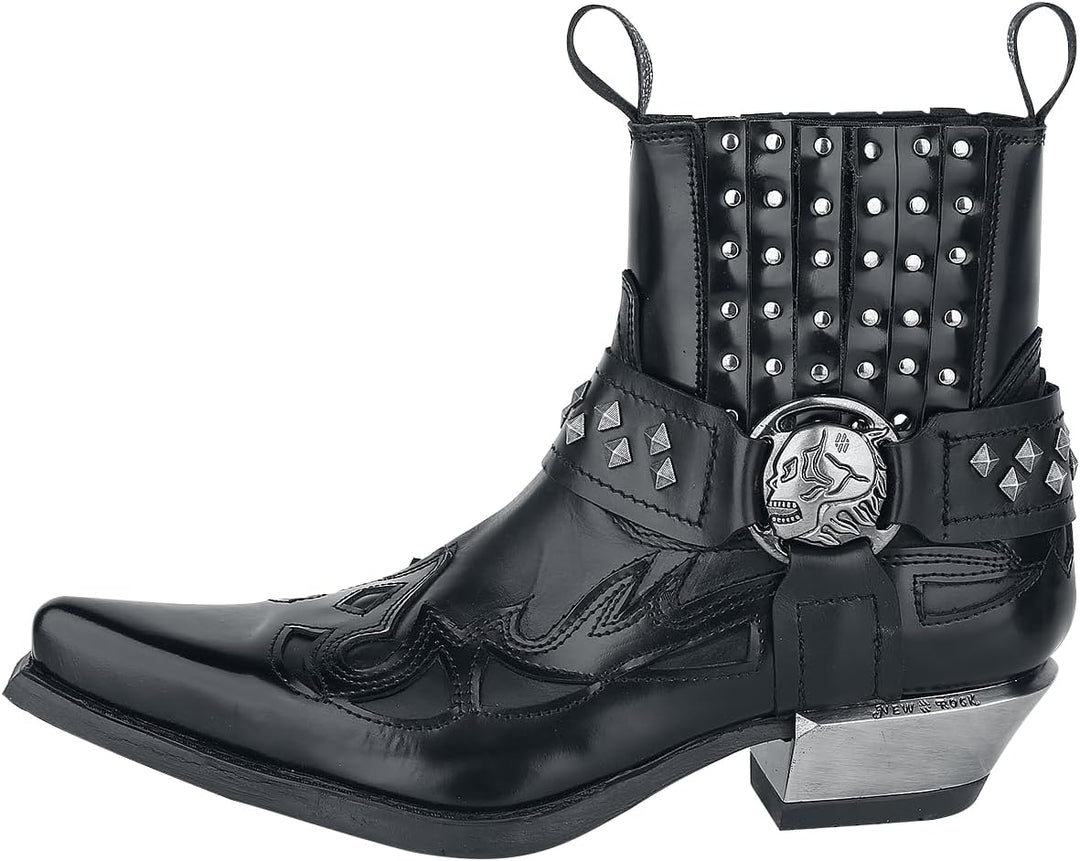 New Rock Antik Männer Boot schwarz EU42 Leder Biker, Industrial, Rockwear