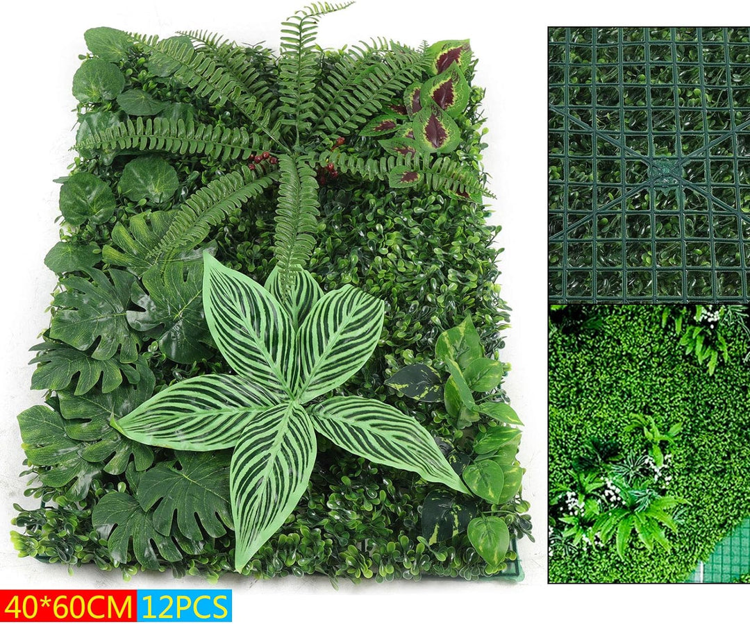 12 Stück Künstlich Hecke Kunstpflanzen Rasen Wand Künstlich Hecke Wand Panels Gartendekor 60 * 40 cm