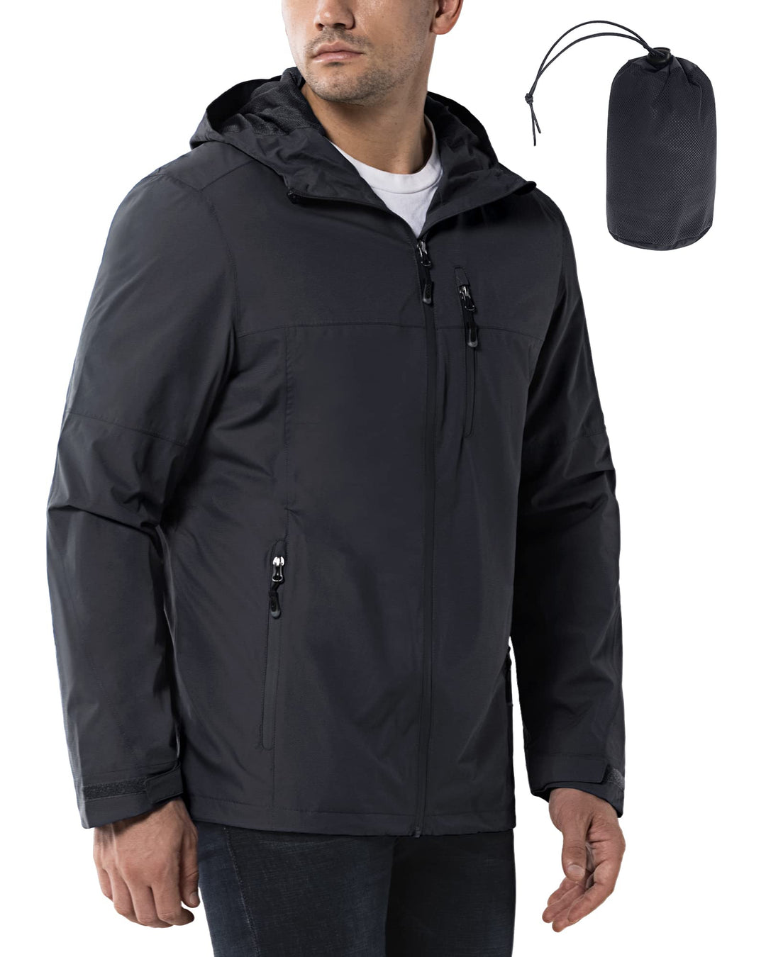 33,000ft Regenjacke Herren Wasserdicht Atmungsaktiv Packbare Leichte Jacke M Dunkelgrau, M Dunkelgra