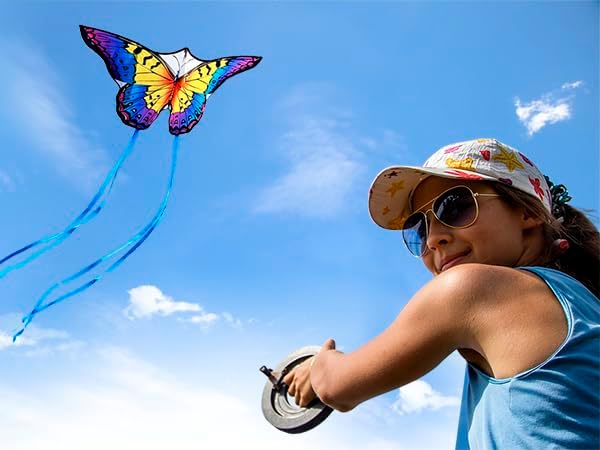 HONBO Schmetterling Drachen Butterfly Kites, flugdrachen für Kinder und Erwachsene,120x95cm with Lon