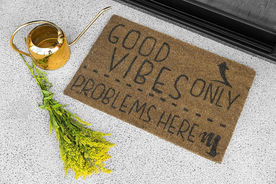 KOKO DOORMATS Kokos Fussmatte aussen mit Anti-Rutsch PVC | Lustige Türmatte Good Vibes Only | Umwelt