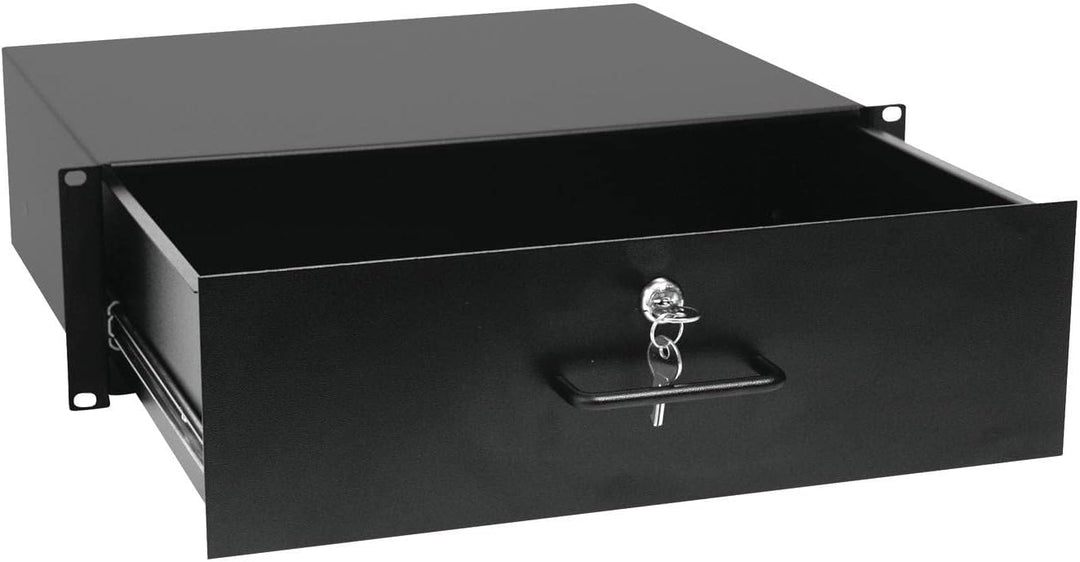 OMNITRONIC Rackschublade mit Schloss 3HE | Abschliessbare Schublade für 19" Racks